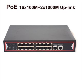 16 Ports PoE Switch-unmanaged-2 Gigabit Uplink