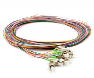 FC/APC 12 Fiber SM Multi Color Fiber Optic Pigtails, 3 Meters