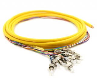 FC Jacketed 12Pk SM Yellow Jacketed Fiber Pigtails, 3 Meters
