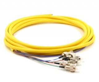 FC Jacketed 6 Pk SM Yellow Jacketed Fiber Pigtails, 3 Meters
