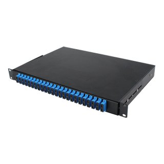 Fiber Optic Patch Panel 48 Port 19″ 1U Rackmountable Enclosure Terminal Box with 24 Duplex SC Adapters