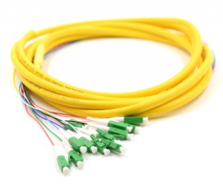 LC-APC Jacketed 12Pk SM Yellow Jacketed Fiber Pigtails, 3 Meters
