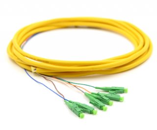 LC-APC Jacketed 6 Pk SM Yellow Jacketed Fiber Pigtails, 3 Meters
