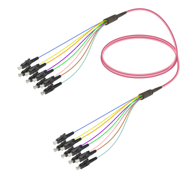 LC/UPC-LC/UPC|8 Fibers Fanout|Multi Mode G651.OM4|3.0/0.9mm
