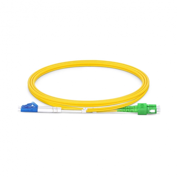 LC UPC To SC APC Duplex Single Mode OS2 9/125 Fiber Patch Cord  LC UPC To SC APC Duplex Single Mode OS2 9/125 Fiber Patch Cord
