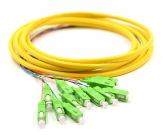 SC/APC Jacketed 12Pk SM Yellow Jacketed Fiber Pigtails, 3 Meters
