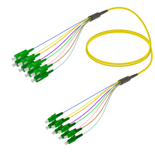 SC/APC-LC/APC|8 Fibers Fanout|Single Mode G657.A2|3.0/0.9mm