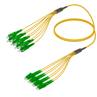 SC/APC-LC/APC|8 Fibers Fanout|Single Mode G657.A2|3.0/1.8mm