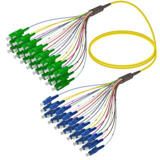 SC/APC-LC/UPC|24 Fibers Fanout|Single Mode G657.A2|3.0/0.9mm