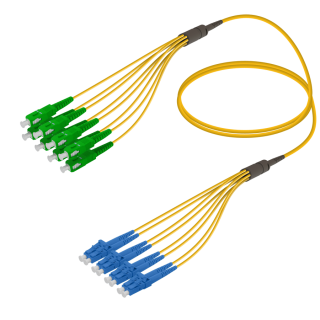 SC/APC-LC/UPC|8 Fibers Fanout|Single Mode G657.A2|3.0/1.8mm