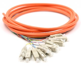 SC Jacketed 12Pk MM62.5 Orange Jacketed Fiber Pigtails, 3 Meter