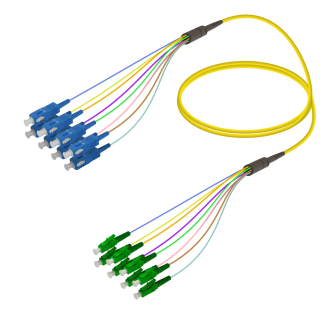 SC/UPC-LC/APC|8 Fibers Fanout|Single Mode G657.A2|3.0/0.9mm