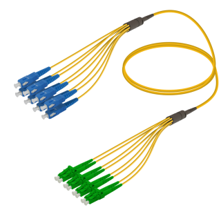 SC/UPC-LC/APC|8 Fibers Fanout|Single Mode G657.A2|3.0/1.8mm