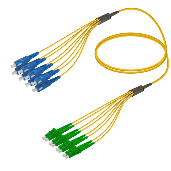 SC/UPC-LC/APC|8 Fibers Fanout|Single Mode G657.A2|3.0/1.8mm