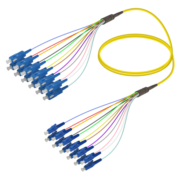 SC/UPC-LC/UPC|12 Fibers Fanout|Single Mode G657.A2|3.0/0.9mm