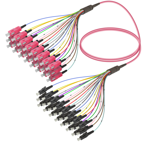 SC/UPC-LC/UPC|24 Fibers Fanout|Multi Mode G651.OM4|3.0/0.9mm