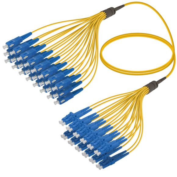 SC/UPC-LC/UPC|24 Fibers Fanout|Single Mode G657.A2|3.0/1.8mm