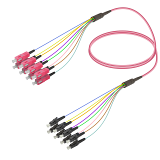 SC/UPC-LC/UPC|8 Fibers Fanout|Multi Mode G651.OM4|3.0/0.9mm