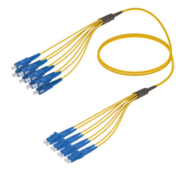 SC/UPC-LC/UPC|8 Fibers Fanout|Single Mode G657.A2|3.0/1.8mm
