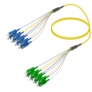 SC/UPC-SC/APC|8 Fibers Fanout|Single Mode G657.A2|3.0/0.9mm