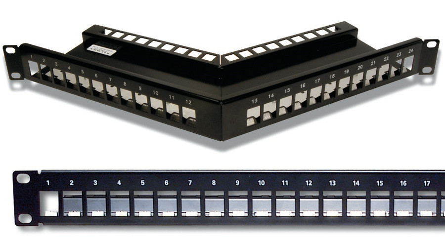 copper patch panel: flat vs angled patch panel