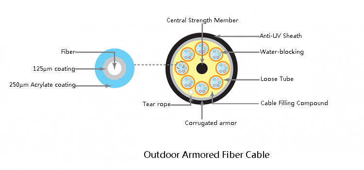 Direct Burial Fiber Optic Cable - Corrugated Steel Tape
